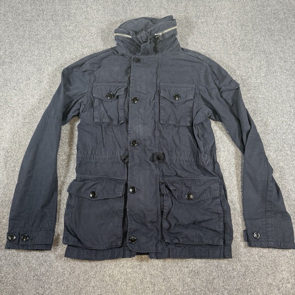 Wallace & Barnes Jacket Mens‎ XS Navy Blue Chore Military Rain Parka Barn Coat